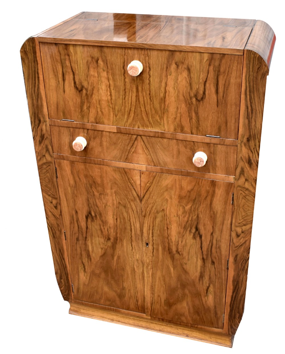 Art Deco Walnut Upright Cocktail Cabinet, 1930's  View VII
