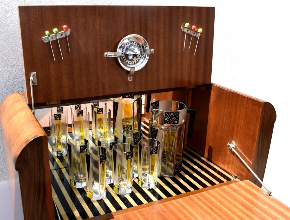 Art Deco Walnut Upright Cocktail Cabinet, 1930's  View VI