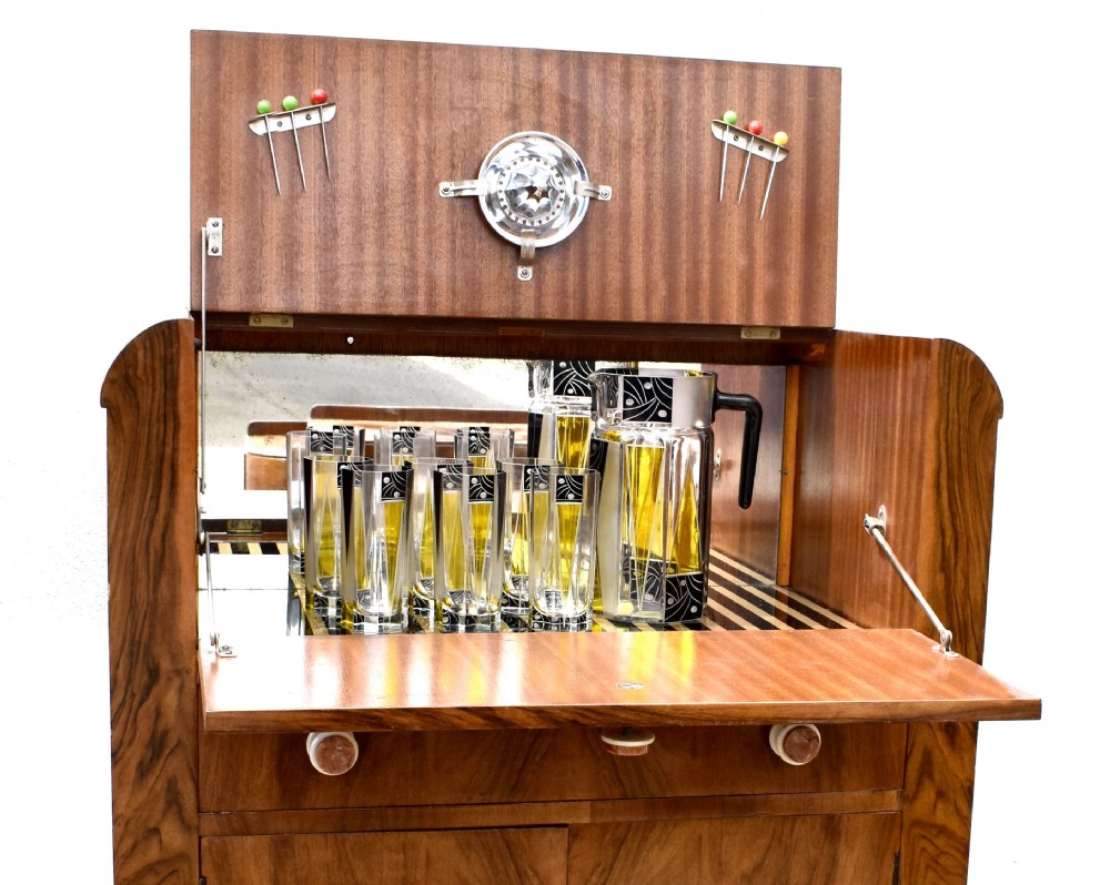 Art Deco Walnut Upright Cocktail Cabinet, 1930's  View VIII