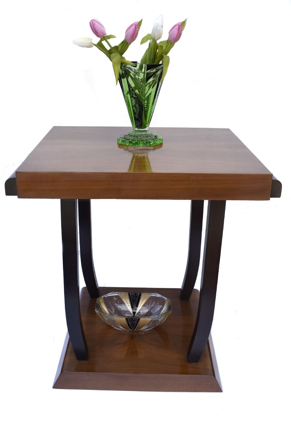 Art Deco Walnut Center Table On Casters, c1930