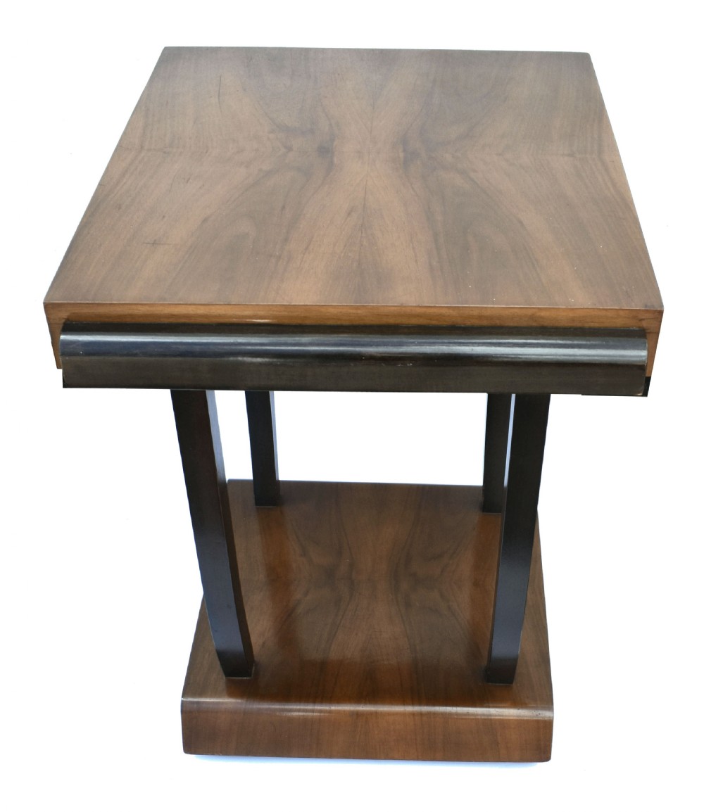 Art Deco Walnut Center Table On Casters, c1930 View V