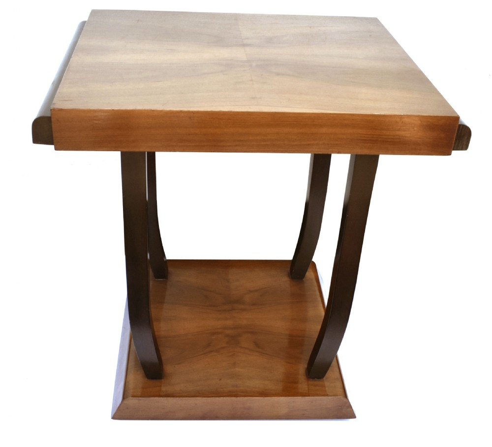 Art Deco Walnut Center Table On Casters, c1930 View VI