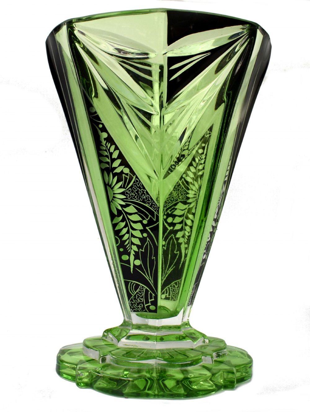 Art Deco Cut Glass Vase By Karl Palda, c1930  View II