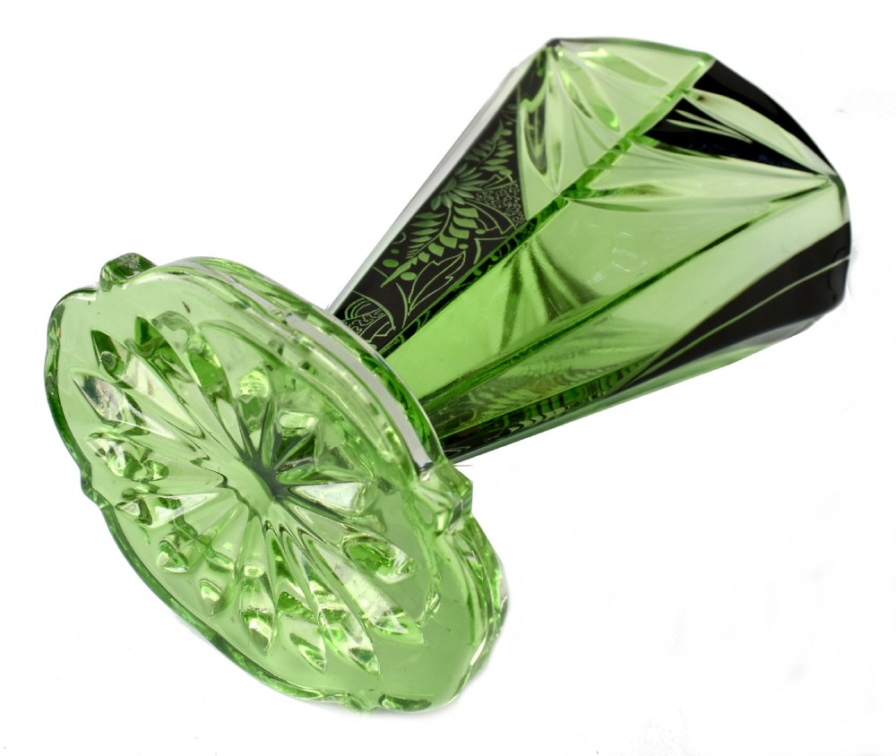 Art Deco Cut Glass Vase By Karl Palda, c1930  View III
