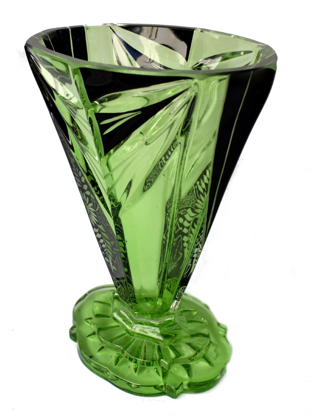 Art Deco Cut Glass Vase By Karl Palda, c1930  View V