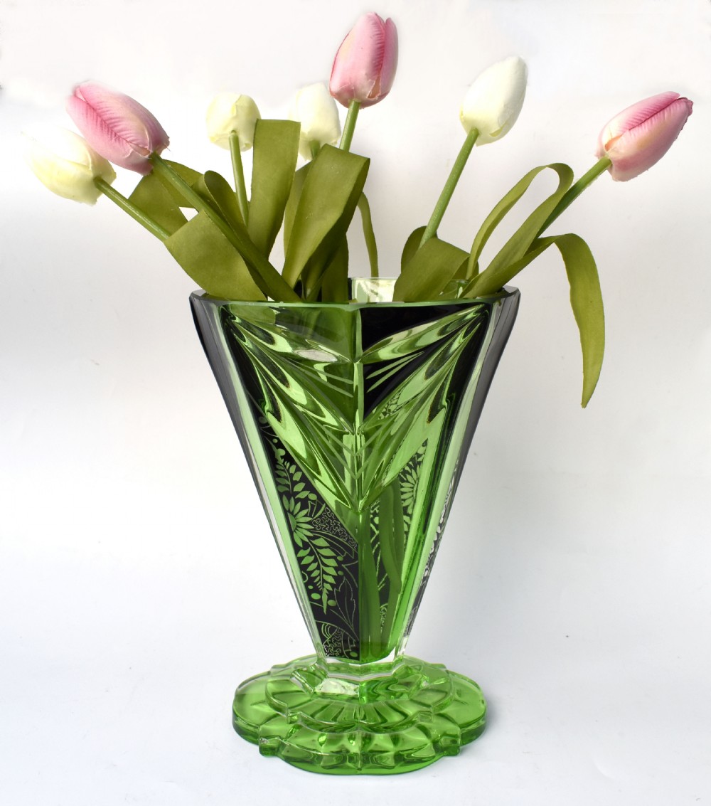 Art Deco Cut Glass Vase By Karl Palda, c1930  View VI