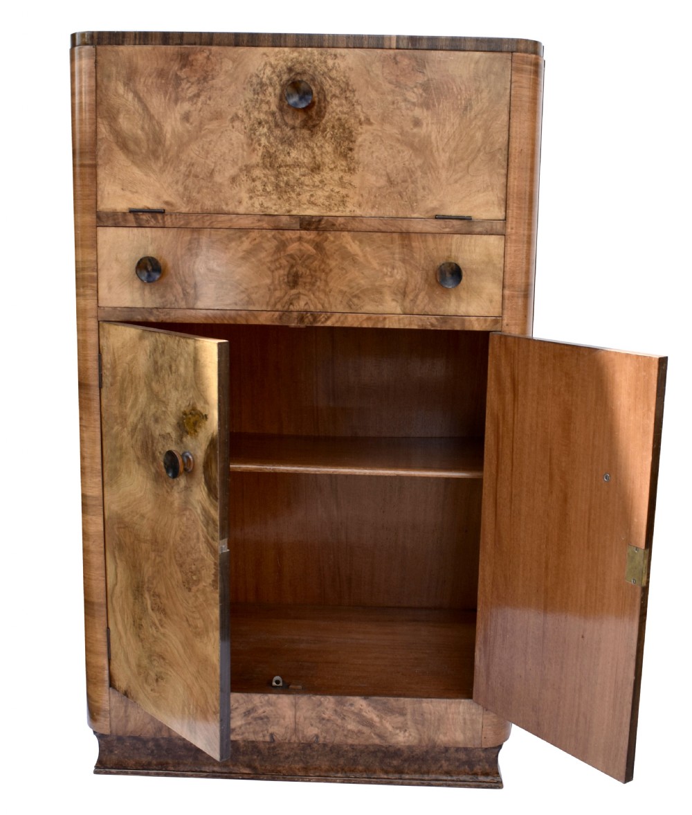 Art Deco Walnut Upright Cocktail Cabinet, 1930's View IV