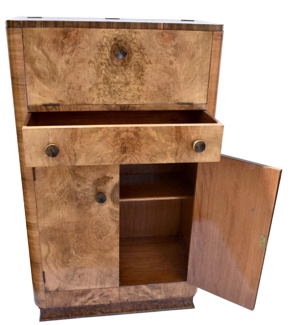 Art Deco Walnut Upright Cocktail Cabinet, 1930's View V