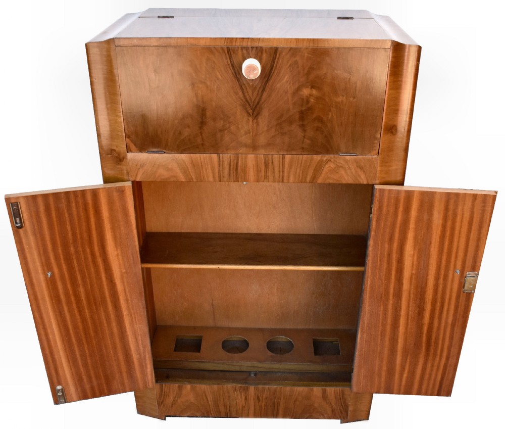 Art Deco Walnut Upright Cocktail Cabinet, c1930 View IV