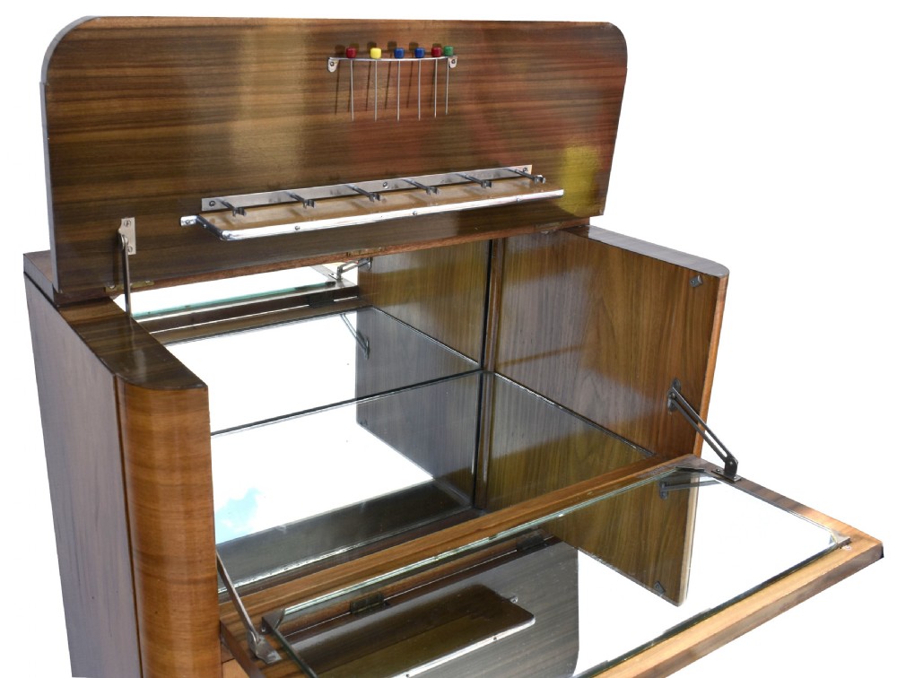 Art Deco Walnut Upright Cocktail Cabinet, c1930 View IX