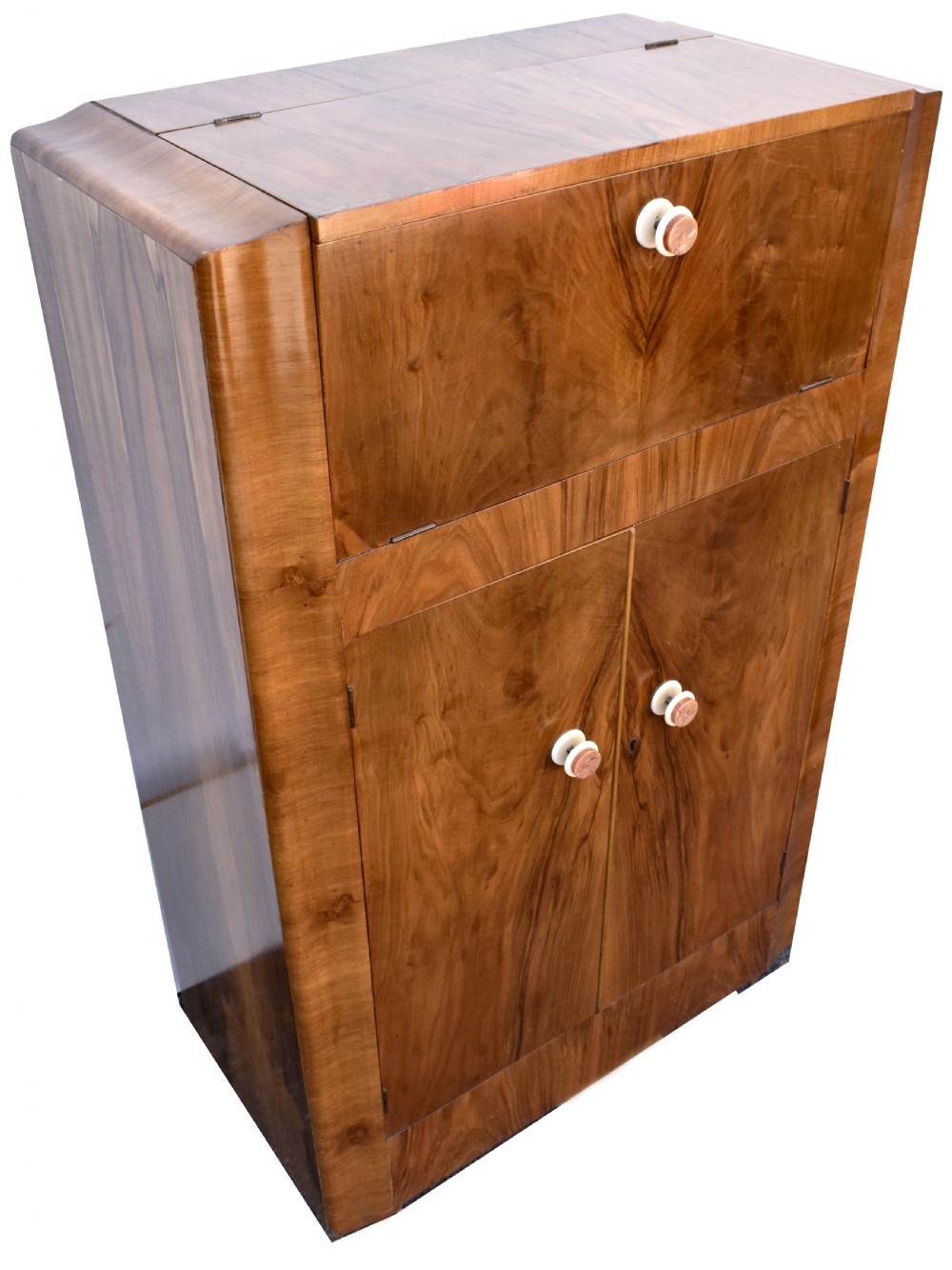 Art Deco Walnut Upright Cocktail Cabinet, c1930 View X
