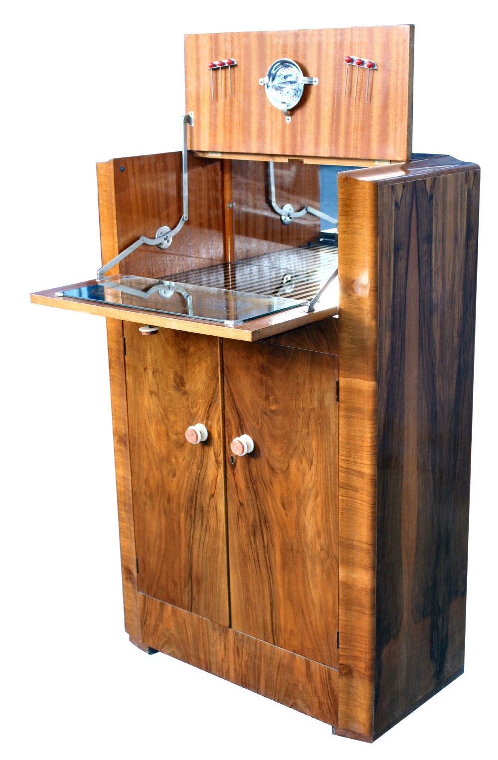 Art Deco Walnut Upright Cocktail Cabinet, c1930 View XIV