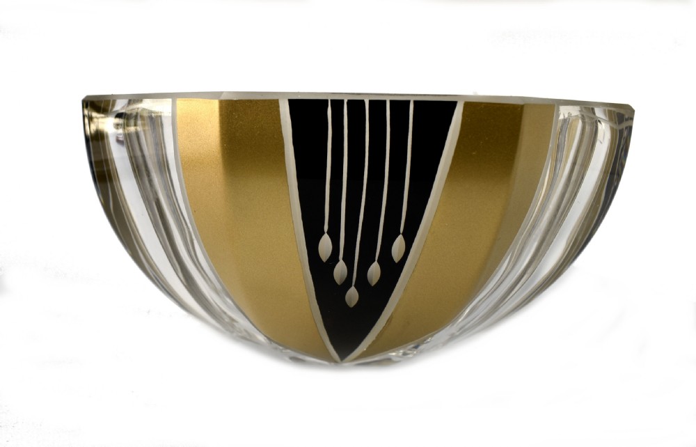 Art Deco Cut Glass Enamel Decorated Bowl View III