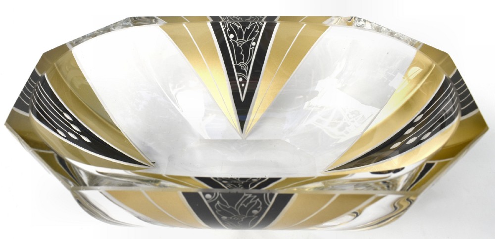 Art Deco Cut Glass Enamel Decorated Bowl View VI