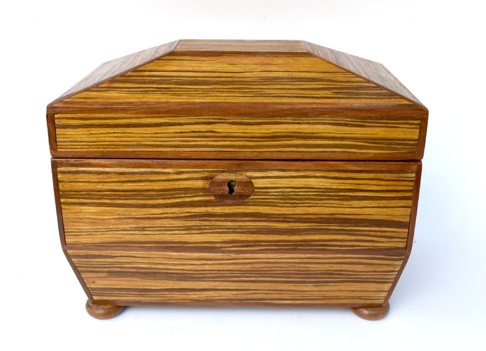 Art Deco 'Sunray' Inlaid Tea Caddy box With Key, c1930 View II