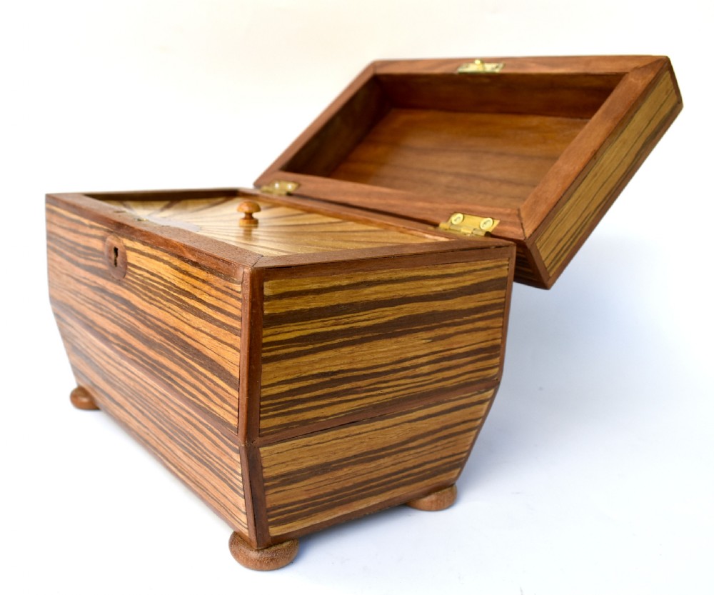 Art Deco 'Sunray' Inlaid Tea Caddy box With Key, c1930 View V