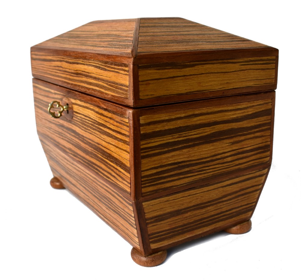 Art Deco 'Sunray' Inlaid Tea Caddy box With Key, c1930 View VI