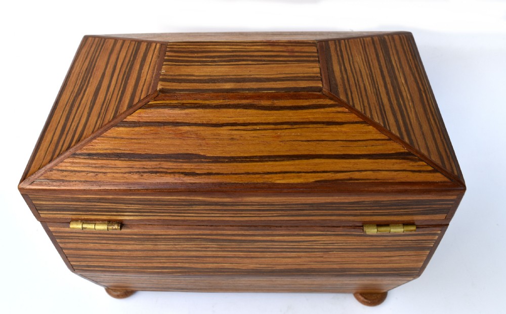 Art Deco 'Sunray' Inlaid Tea Caddy box With Key, c1930 View VIII