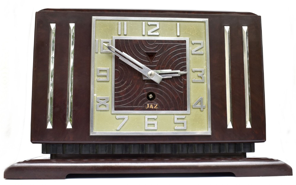 Art Deco French Bakelite Mantle clock By Jaz, c1930