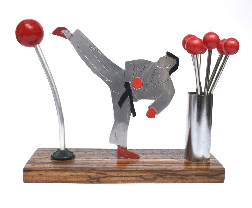 Art Deco Novelty Cocktail Sticks 'Kick Boxer' By Sudre, French, 1930's