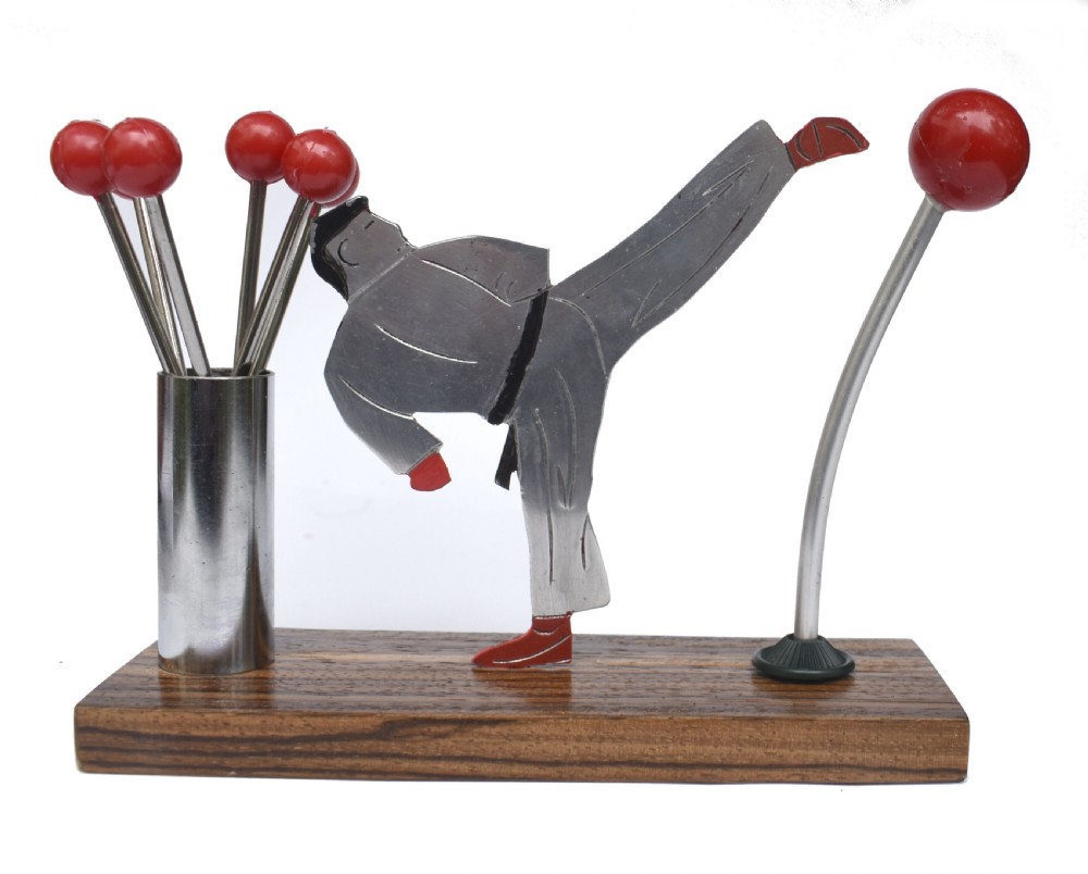 Art Deco Novelty Cocktail Sticks 'Kick Boxer' By Sudre, French, 1930's View II
