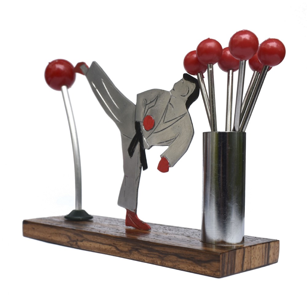 Art Deco Novelty Cocktail Sticks 'Kick Boxer' By Sudre, French, 1930's View IV
