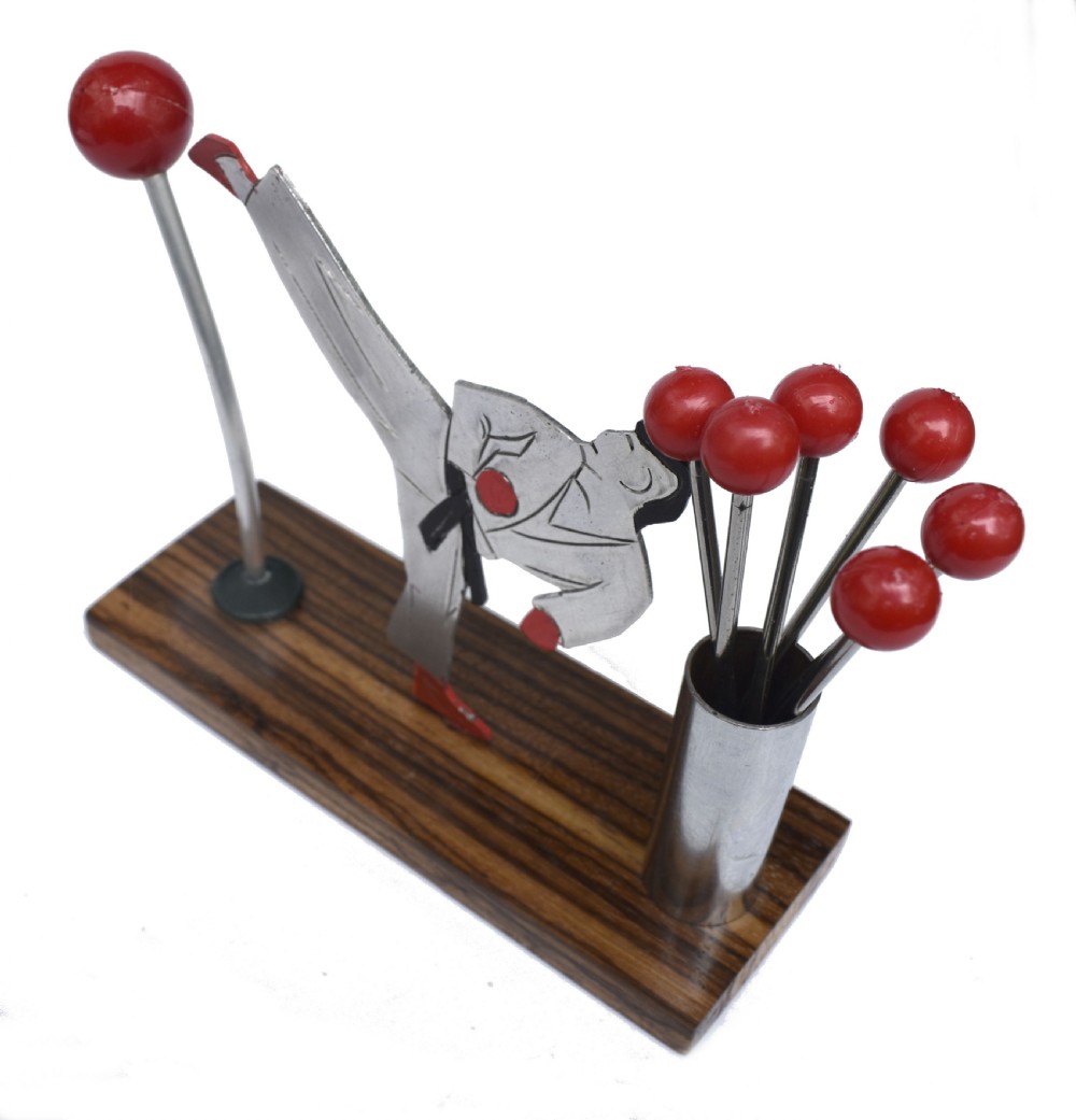 Art Deco Novelty Cocktail Sticks 'Kick Boxer' By Sudre, French, 1930's View V