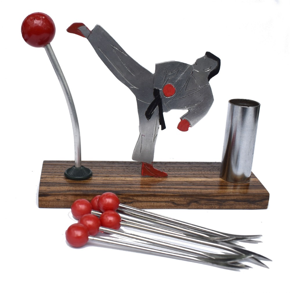 Art Deco Novelty Cocktail Sticks 'Kick Boxer' By Sudre, French, 1930's View VI