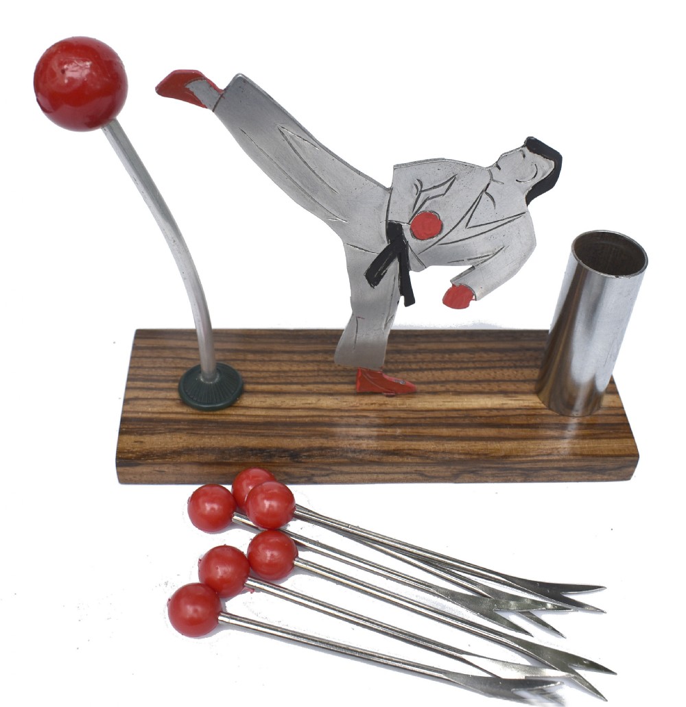Art Deco Novelty Cocktail Sticks 'Kick Boxer' By Sudre, French, 1930's View VII