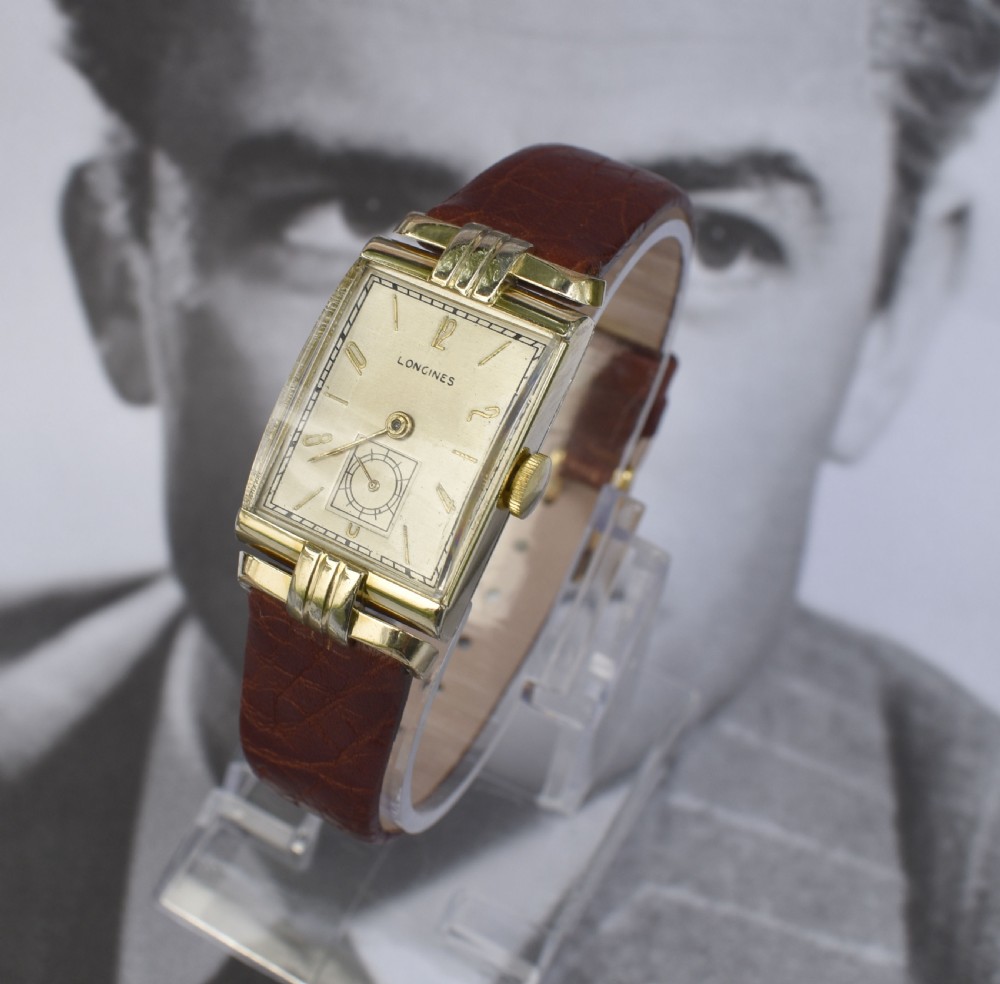 Art Deco 10k GF Gents Wristwatch By Longines, Serviced, c1943