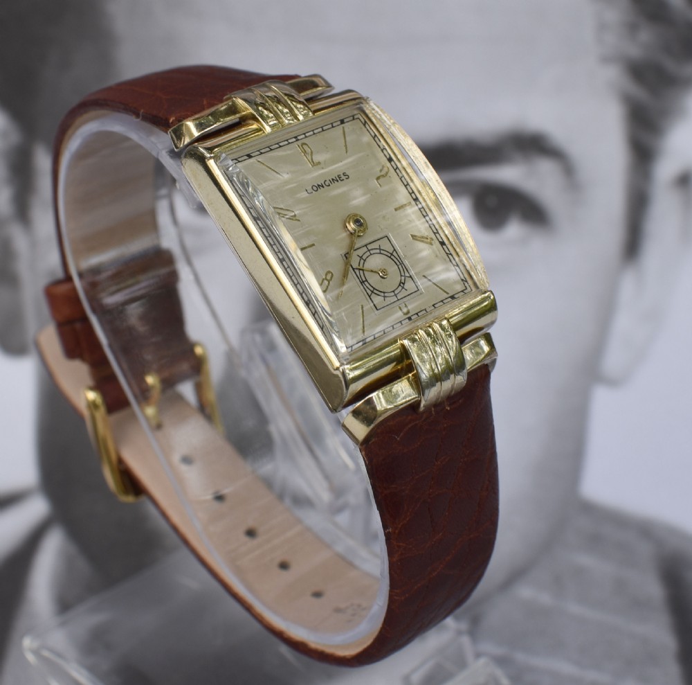 Art Deco 10k GF Gents Wristwatch By Longines, Serviced, c1943 View IV