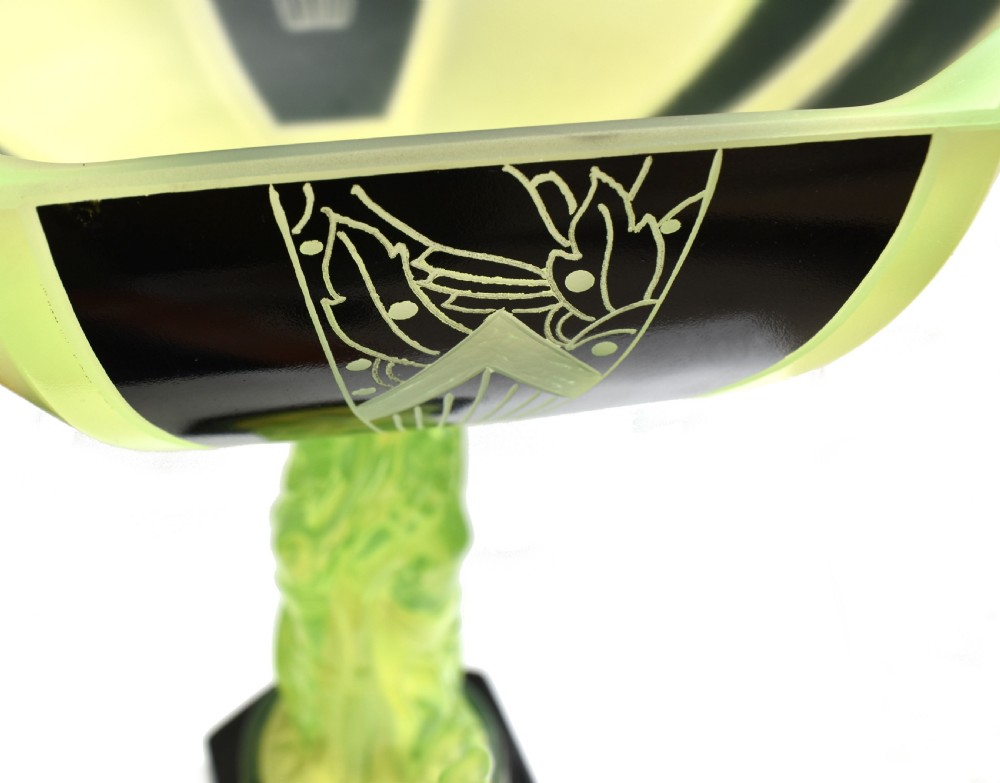 Art Deco Uranium Glass Figural Comport, c1930 View II