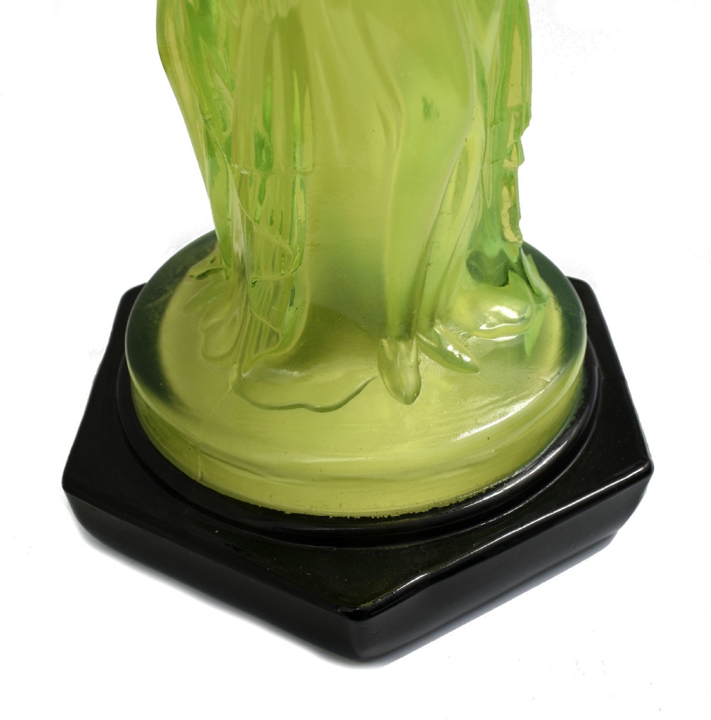 Art Deco Uranium Glass Figural Comport, c1930 View IV