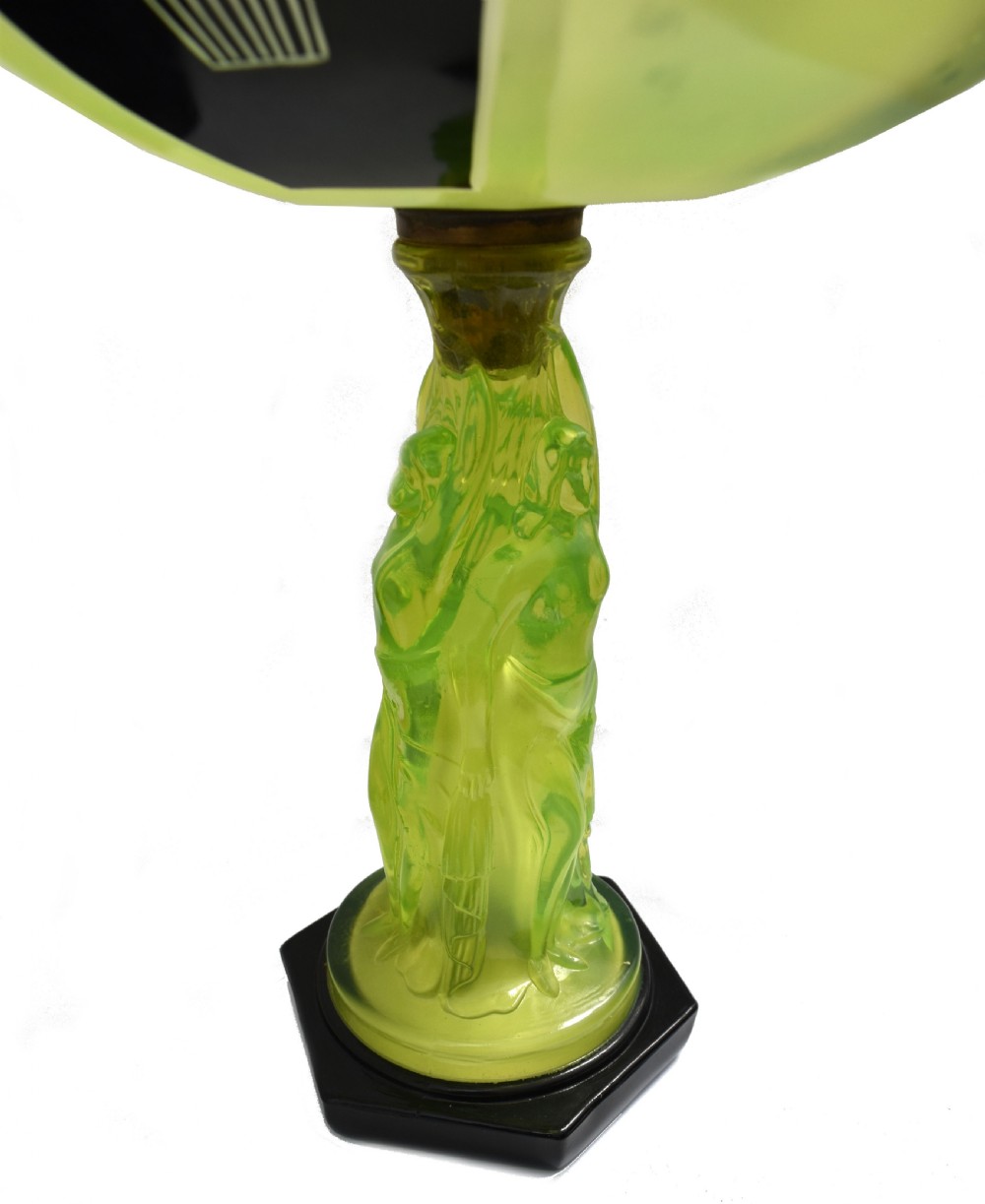 Art Deco Uranium Glass Figural Comport, c1930 View V