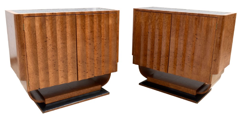 Art Deco Matching Pair Of U Base Console Tables, c1930