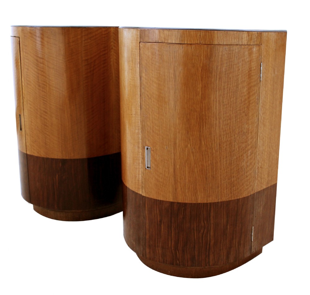 Art Deco Matching Pair Of Demi Lune Bedside Cabinets , Circa 1930 View III