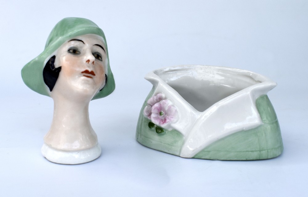 Art Deco Flapper Powder Puff Doll & Stand By Fasold & Stuach, c1930 View IV