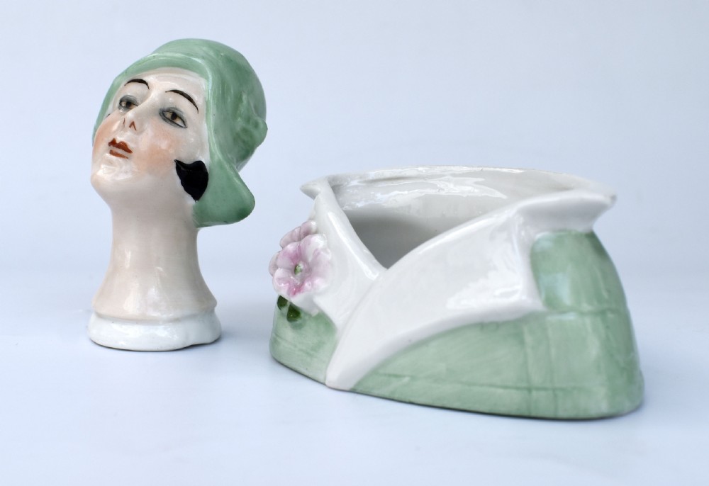 Art Deco Flapper Powder Puff Doll & Stand By Fasold & Stuach, c1930 View VI