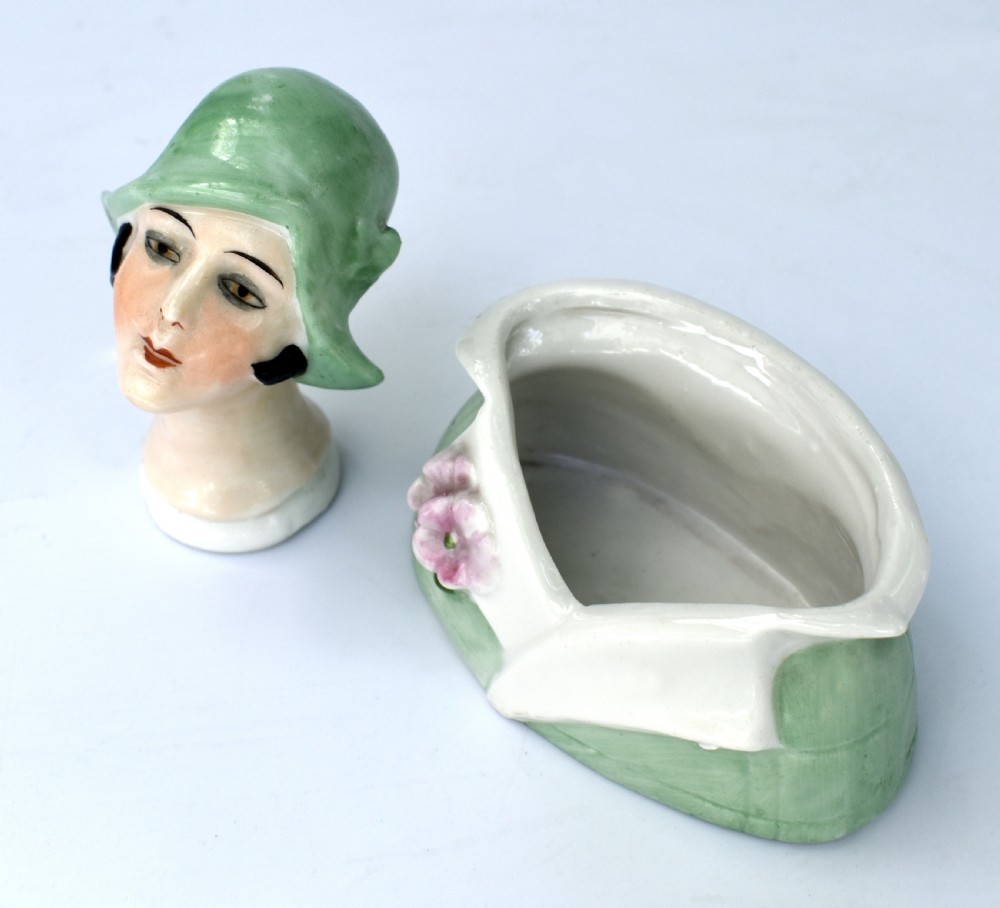 Art Deco Flapper Powder Puff Doll & Stand By Fasold & Stuach, c1930 View VII