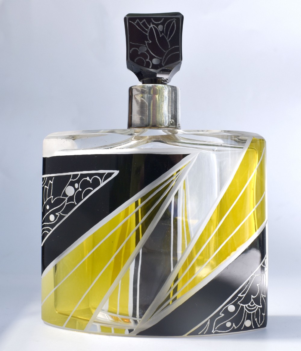 Art Deco Ladies Silver & Enamel Perfume Bottle, c1930