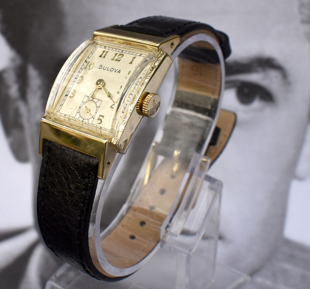 Art Deco Gents 10k Rolled Gold Wristwatch, c1949, Fully Serviced View III