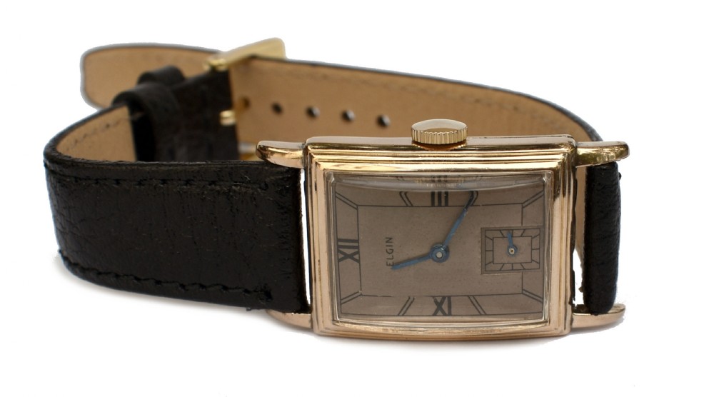Art Deco 1939 Elgin In Rose Gold Fill Gents Watch, Newly Serviced. View III