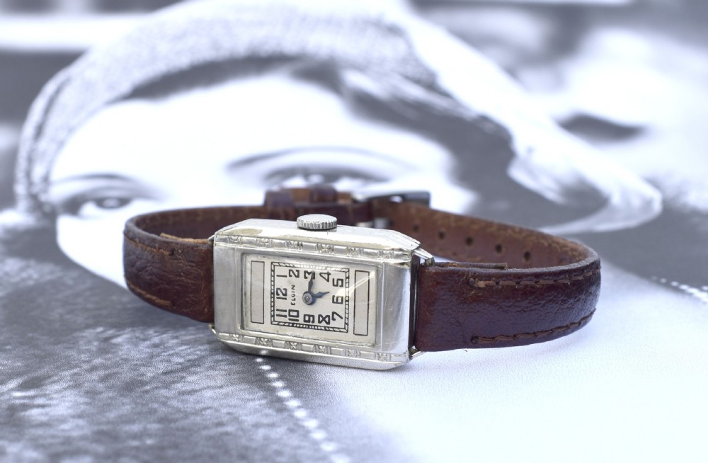 Art Deco Ladies Silver Nickel Wrist Watch By Elgin, c1935 View III