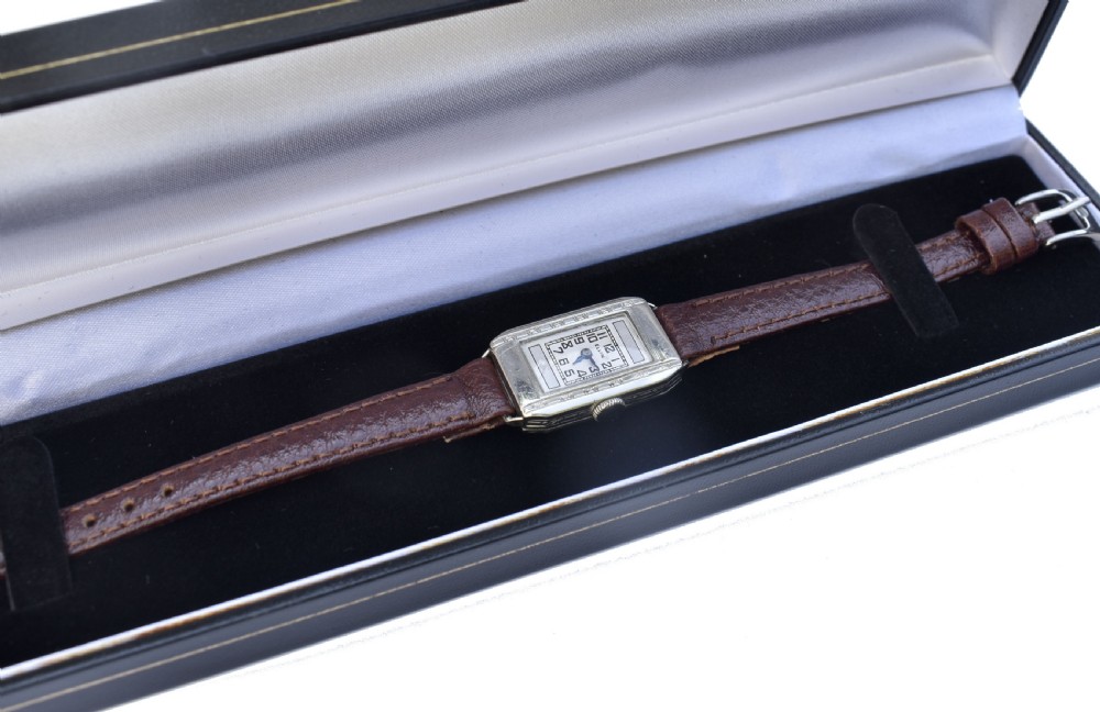 Art Deco Ladies Silver Nickel Wrist Watch By Elgin, c1935 View IX