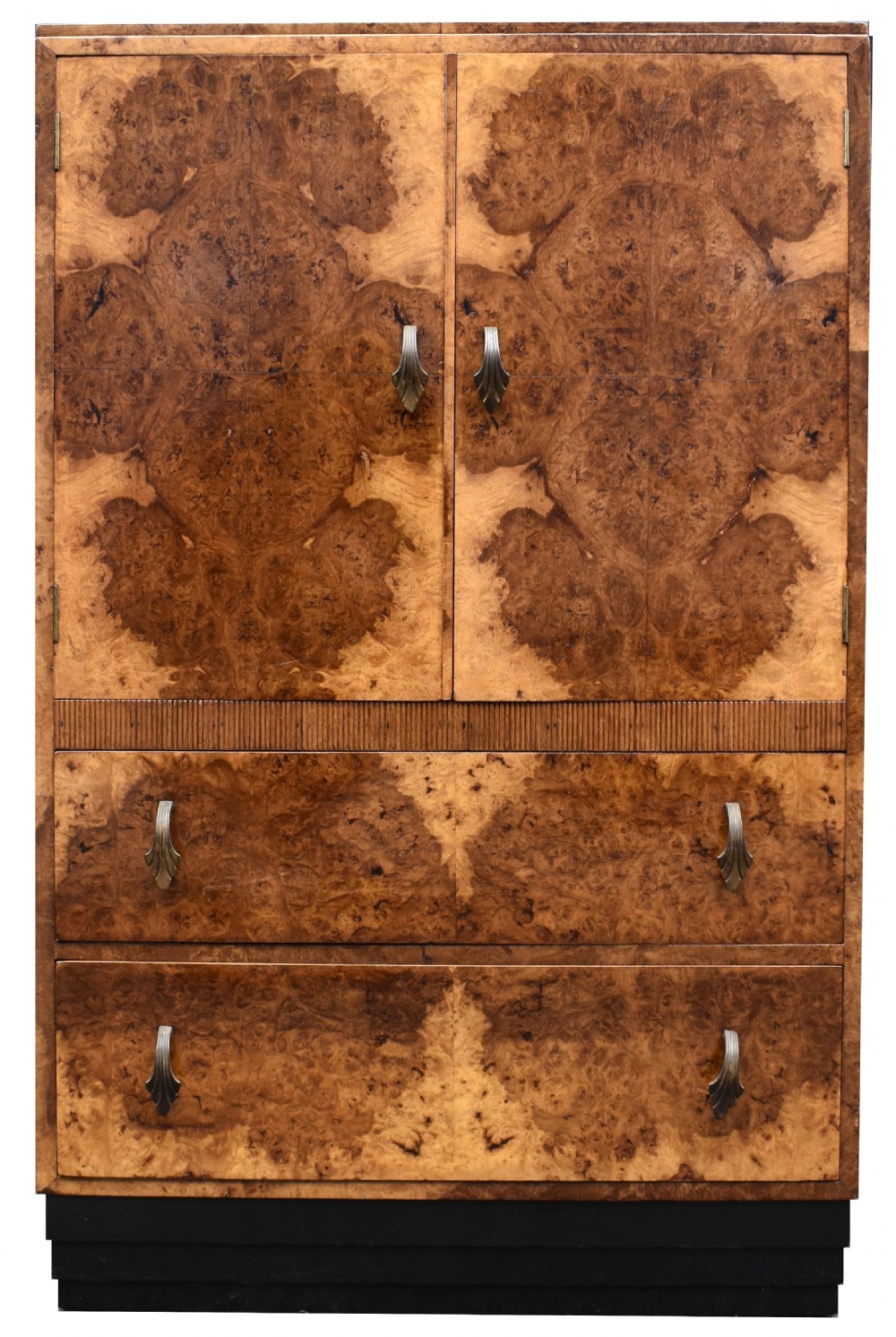 Art Deco Blonde Figured Walnut Tallboy , Circa 1930