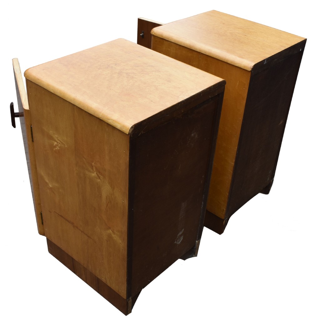 Art Deco Pair of Matching Bedside Cabinets in Blonde Maple, c1930's View VI