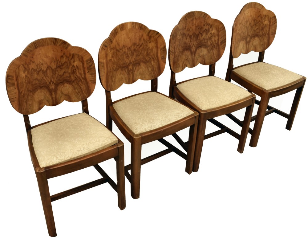 Art Deco Walnut Dining Table & Chairs, c1930 View II