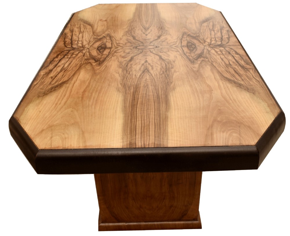Art Deco Walnut Dining Table & Chairs, c1930 View III