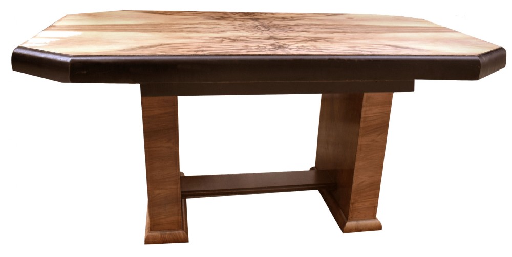 Art Deco Walnut Dining Table & Chairs, c1930 View VI