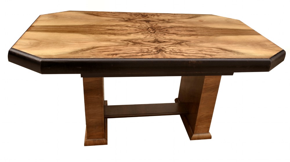 Art Deco Walnut Dining Table & Chairs, c1930 View IX